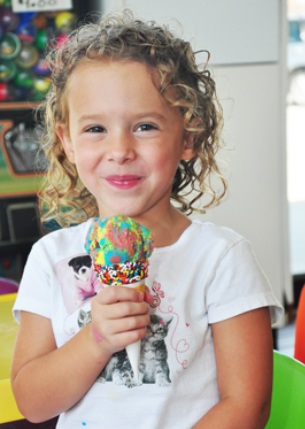 Happy Girl Eating Ice Cream